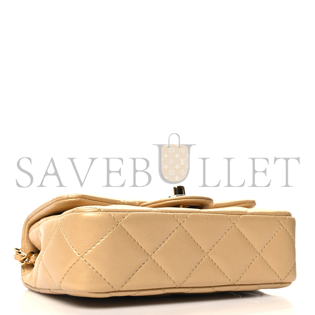 CHANEL MASTER LAMBSKIN QUILTED MINI RESIN TOP HANDLE RECTANGULAR FLAP GOLD (19*12*6cm)